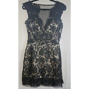 COPY - VINTAGE Princess  Lace Mesh Bead FITTED SIDE ZIP Size 10 Black Dress